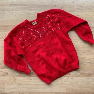 Vintage Red Sequin Acrylic “Ugly” Xmas Sweater